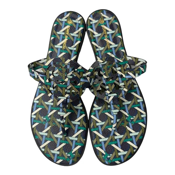 NWT Tory Burch Miller Printed Leather Tumbled Welt Sandals, Dust Bag and Box - Picture 8 of 12